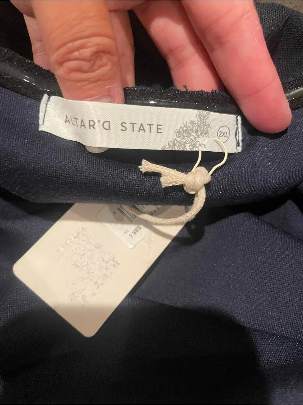 Altar'd State Navy Strapless Embroidered Mini Dress